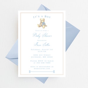 Teddy Bear Baby Shower Invitation | Bear Baby Shower Invitations | Baby Shower Invitation Boy | Gender Neutral Baby Shower Invitation