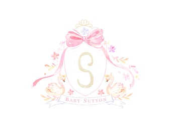 Custom Baby Crest Monogram Swan | Personalized Baby Shower Swan Monogram | Baby Shower Invitation ADD-ON