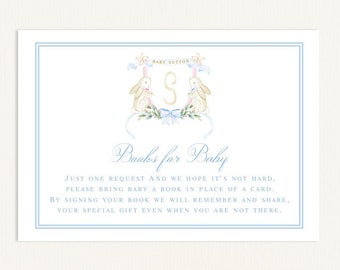 Books for Baby Vintage Bunny Monogram | Books for Baby Shower Instead of a Card | Baby Shower Invitation ADD-ON