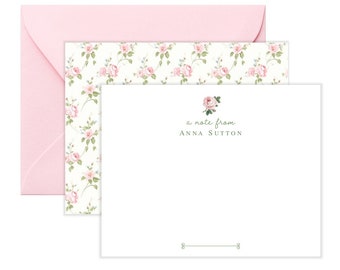 Personalized Rose Stationery | Rose Note Cards | Floral Stationery | Floral Stationary | Floral Baby Shower | Mother's Day Gift AS-2325