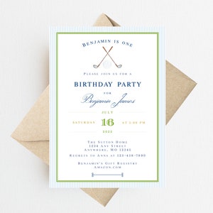 Classic Golf Birthday Invitation | Golf Birthday Invitations Boy | First Birthday Boy | Golf Birthday Party | Golfing Invitation