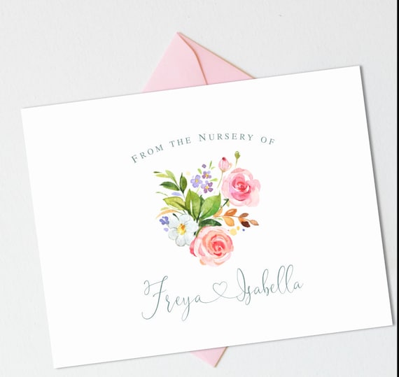 Floral Baby Shower Thank You Cards Girl | Floral Baby Thank You Cards | Floral Baby Shower Gift Girl | Floral Baby Note Cards  BS-3202 FOLD