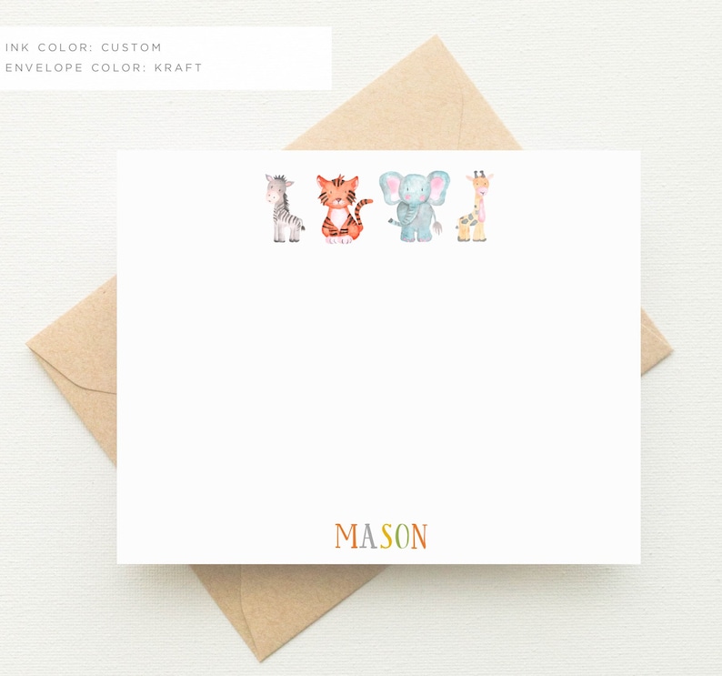 Personalized Stationery Set for Boys | Safari Baby Shower Thank You ...