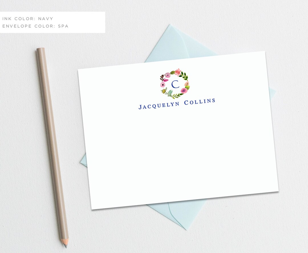 Personalized Note Cards Monogrammed Stationary Monogram Stationery ...