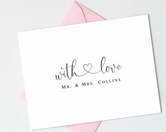 Monogram Wedding Thank You Cards | Personalized Wedding Gift Idea | Personalized Thank You Cards | Mr and Mrs Note Cards  AS-1903-FOLD