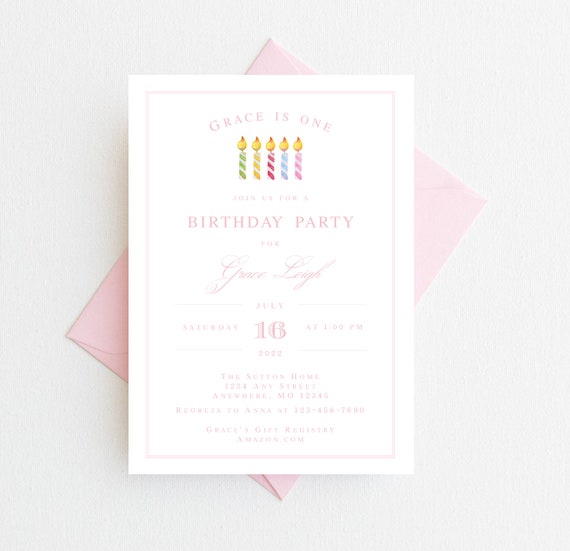 Girl Birthday Invitation | Classic Birthday Invitations for Girl | Birthday Party Invite | Heirloom Invitation | Girl Silhouette Invitation