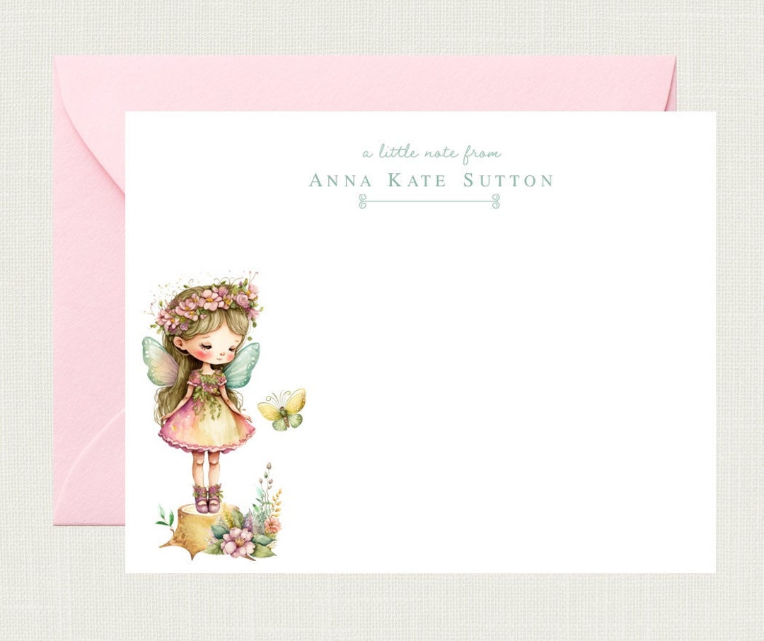 Kids Personalized Stationery With Envelopes, Custom Thank You Cards for  Women Personalized Notecards, Name and Border Note Cards Girls PS011 