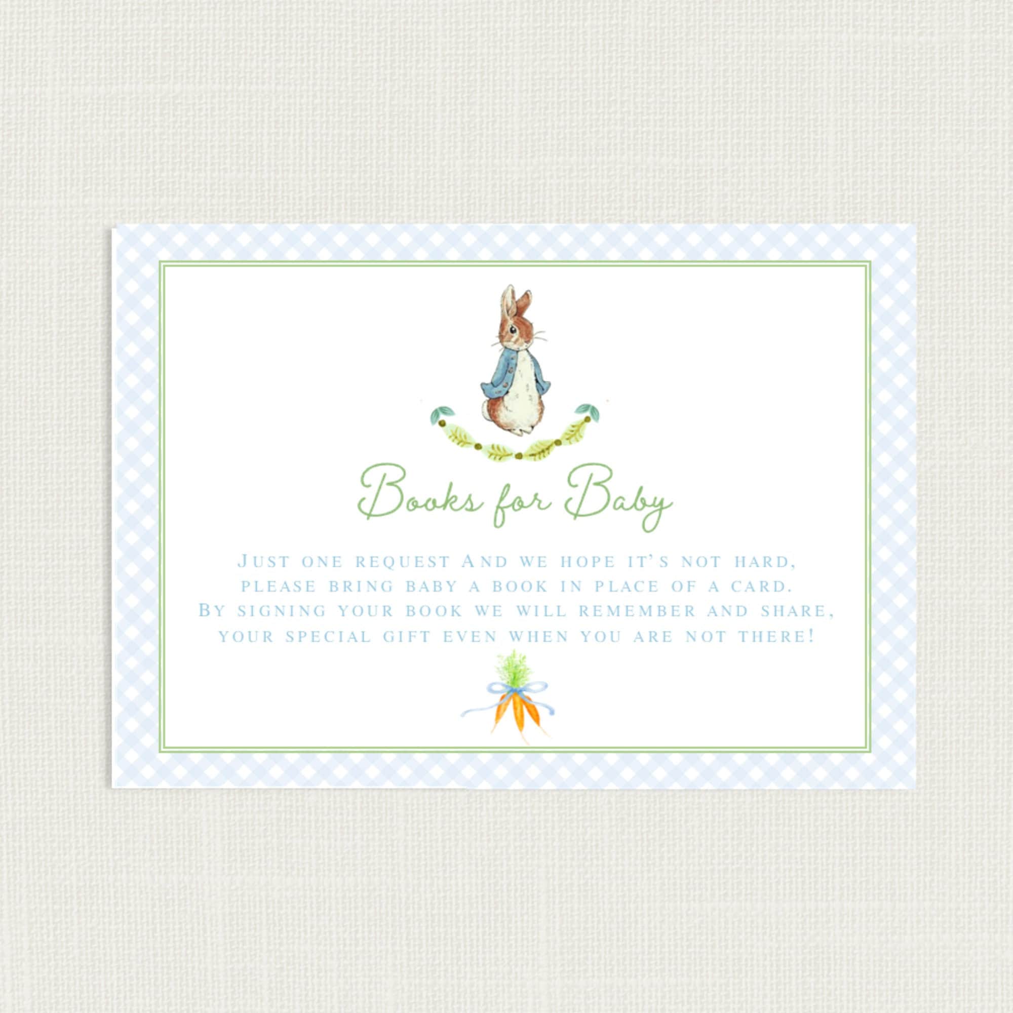Peter Rabbit Books for Baby Books for Baby Shower Instead of a Card Peter Rabbit Baby Shower Invitation ADDON