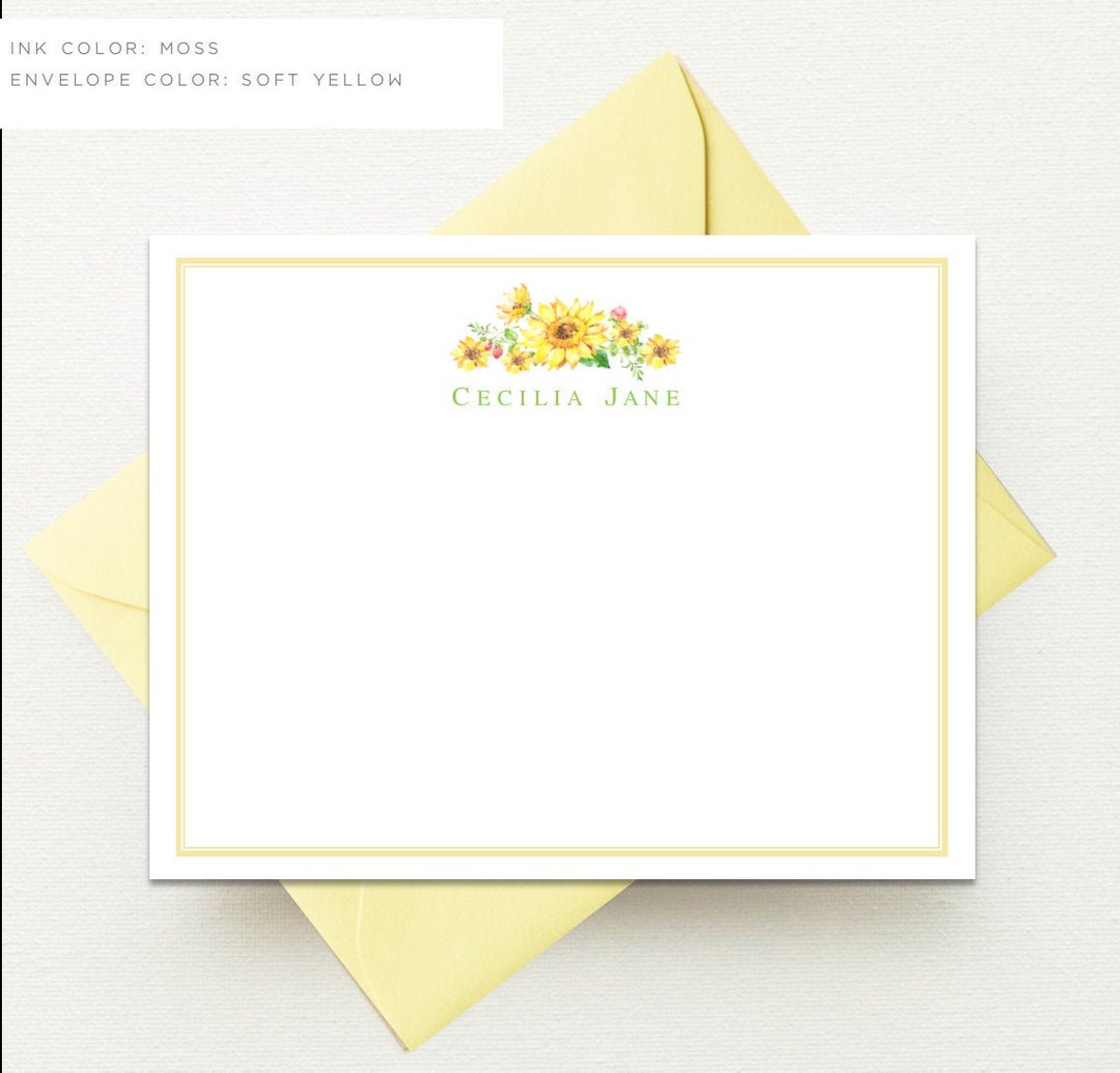 Sunflower Stationary | Sunflower Stationery | Sunflower Note Cards ...
