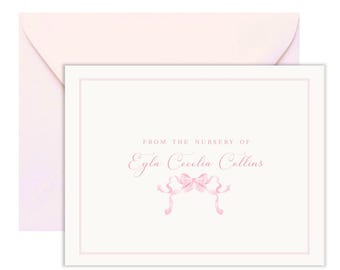 Bow Baby Shower Thank You Cards | Baby Shower Thank You Notes | Baby Note Cards | Baby Notecards | Personalized Baby Stationery  BS-5418