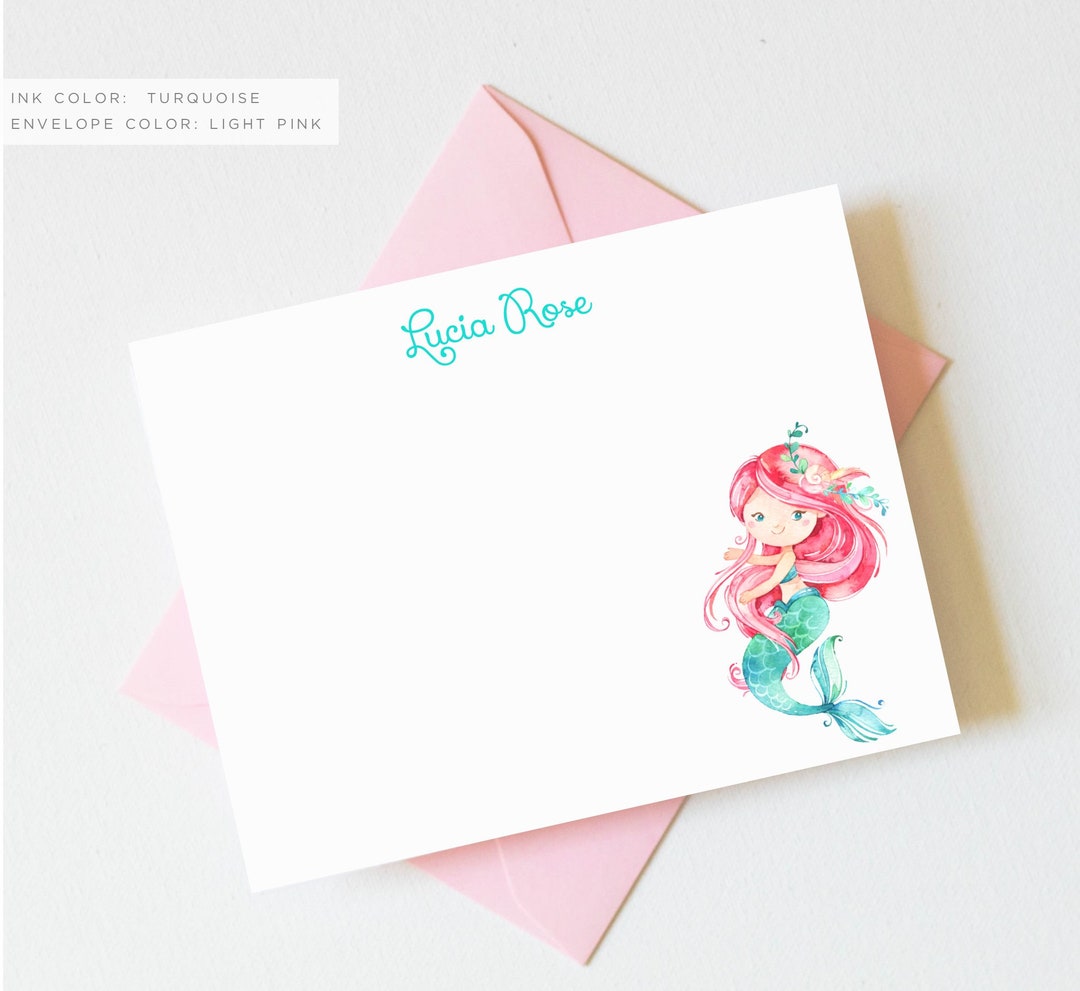 Mermaid Thank You Cards | Mermaid Thank You Notes | Mermaid Birthday ...