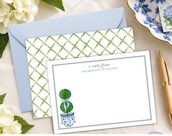 Personalized Ginger Jar Stationery | Chinoiserie Note Cards | Chinoiserie Stationery | Topiary Stationary | Ginger Jar Note Card | AS-2301
