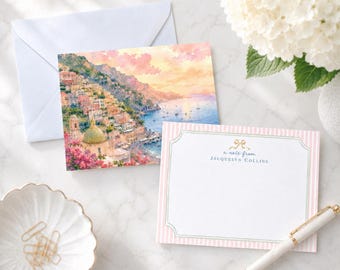 Personalized Amalfi Coast Note Cards | Italy Stationery | Italy Stationary | Italy Bridal Shower | Summer Italy Gifts AS-2360