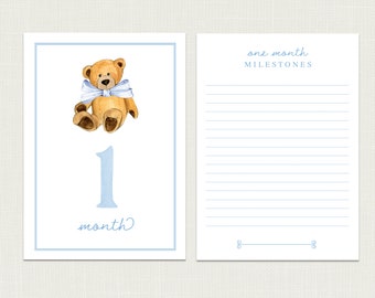 Teddy Bear Baby Milestone Cards | Baby Monthly Milestone Cards | Baby Milestone Picture Cards | Lemon Grace Baby Cards | Newborn Gift