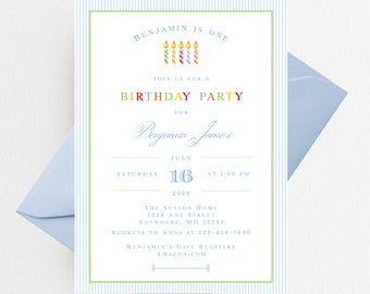 Classic Boy Birthday Invitation | First Birthday Invitations Boy | First Birthday Boy | Heirloom Birthday Invitation | Boy Birthday Invite