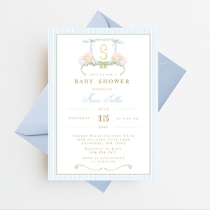 Vintage Sheep Baby Shower Invitations | Sheep Monogram Lamb Baby Shower Invitations | Monogram Baby Shower Invitations | Gender Neutral