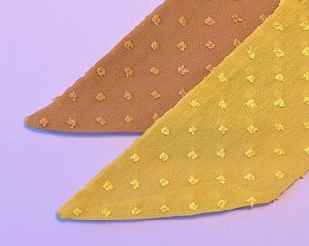 Dotted Chiffon Skinny Scarf: Retro Hair Tie, Yellow or Brown Hairband