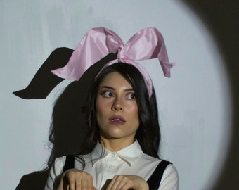 Bunny Ears Headband, Adult Halloween Costume, Cute Animal Costumes, Sexy Bunny Costume Party Look - BLACK WHITE PINK