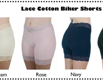 Cotton Thigh Chafers Lace Biker Short Set of 2 BOGO Womens Underpants Half Slip Modesty Shorts