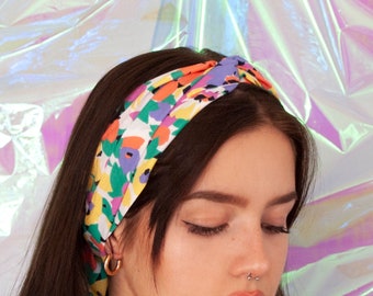 Floral Long Printed Scarf Headband - Multi Use Hair Wrap - Soft Fabric Bandana in Bright Colors