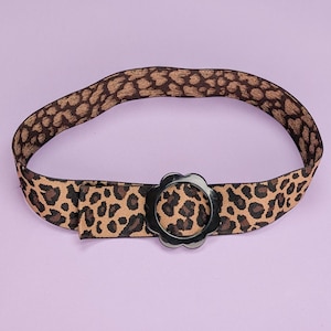 VINTAGE 1980\'S ACCESSORIES BY PEARL TAN & BLACK ANIMAL PRINT LEATHER BELT (M) Accessories By Pearl Belts for Women on Sale up to 90% Off  main image 2