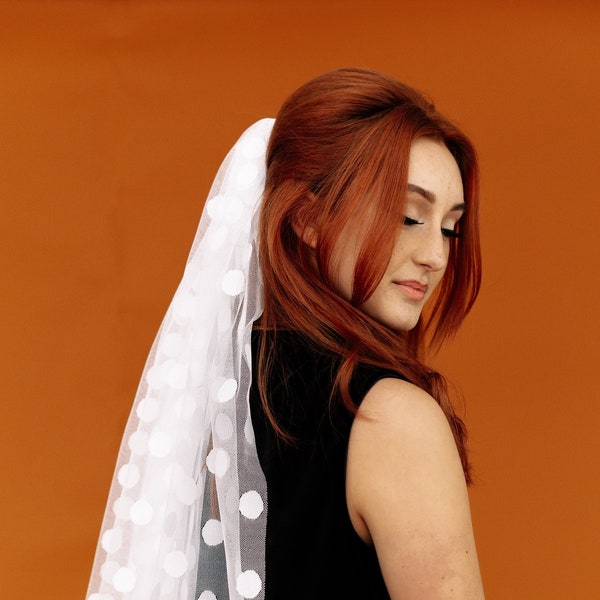 Retro Polka Dot Veil White Tulle for 60s Bride - Bachelorette Party  Wedding Accessories