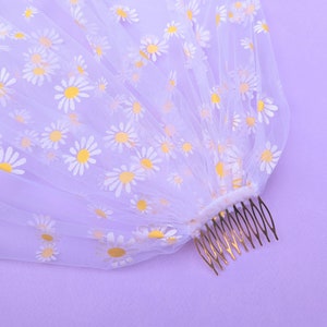 daisy print bridal veil