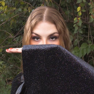 Velvet Capelet with Silver Sparkles Adult Halloween Classic Costumes Galaxy Cloak Short Black Cape Fantasy Dress Witch Sorcerer Wizard