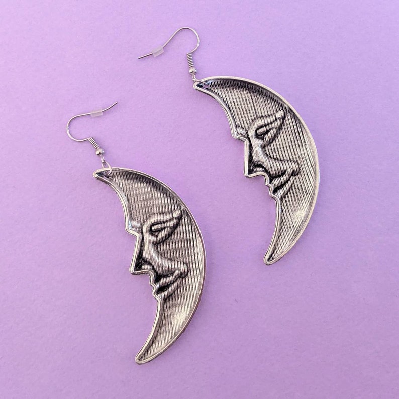 backside of moon dangle earrings