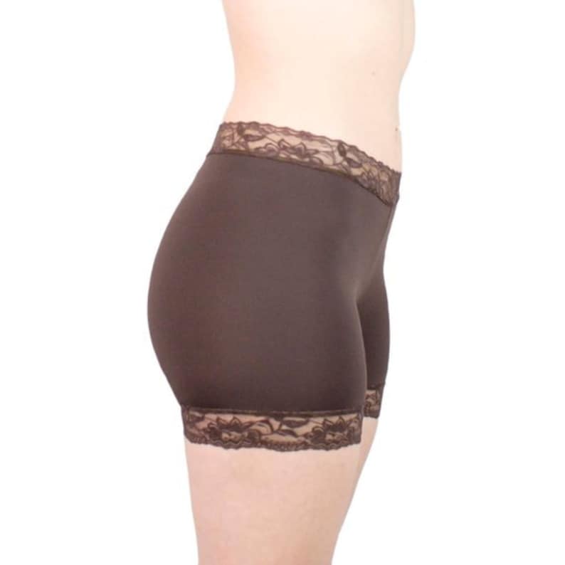 Lace Tap Pants Brown Skimmies Nylon Biker Shorts Basic Modesty Shorts Under Skirt Shorties