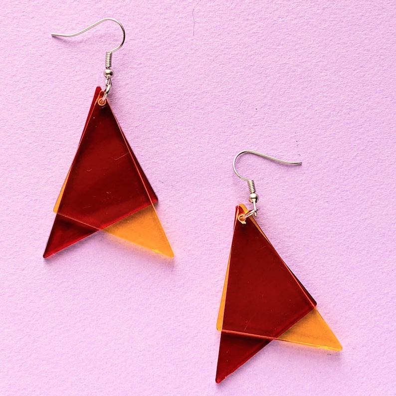 Geometric Jewelry Multi Color Acrylic Earrings Lucite Earrings Primary Colors Clear Dangle Earrings PICK YOUR STYLE
