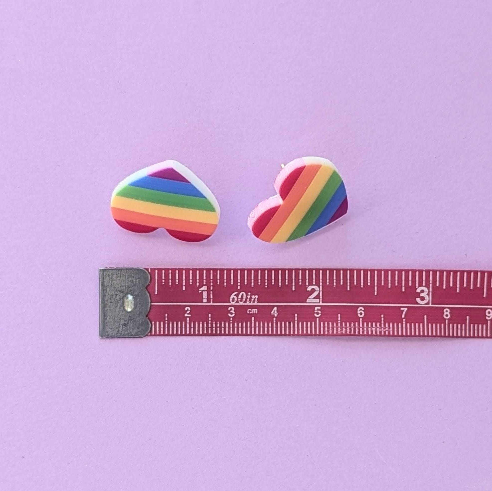 Orecchini Pendenti A Cuore Arcobaleno LGBT | Oro Rosa, 38x25 Mm, Gioielli Pride Per Gay E Lesbiche