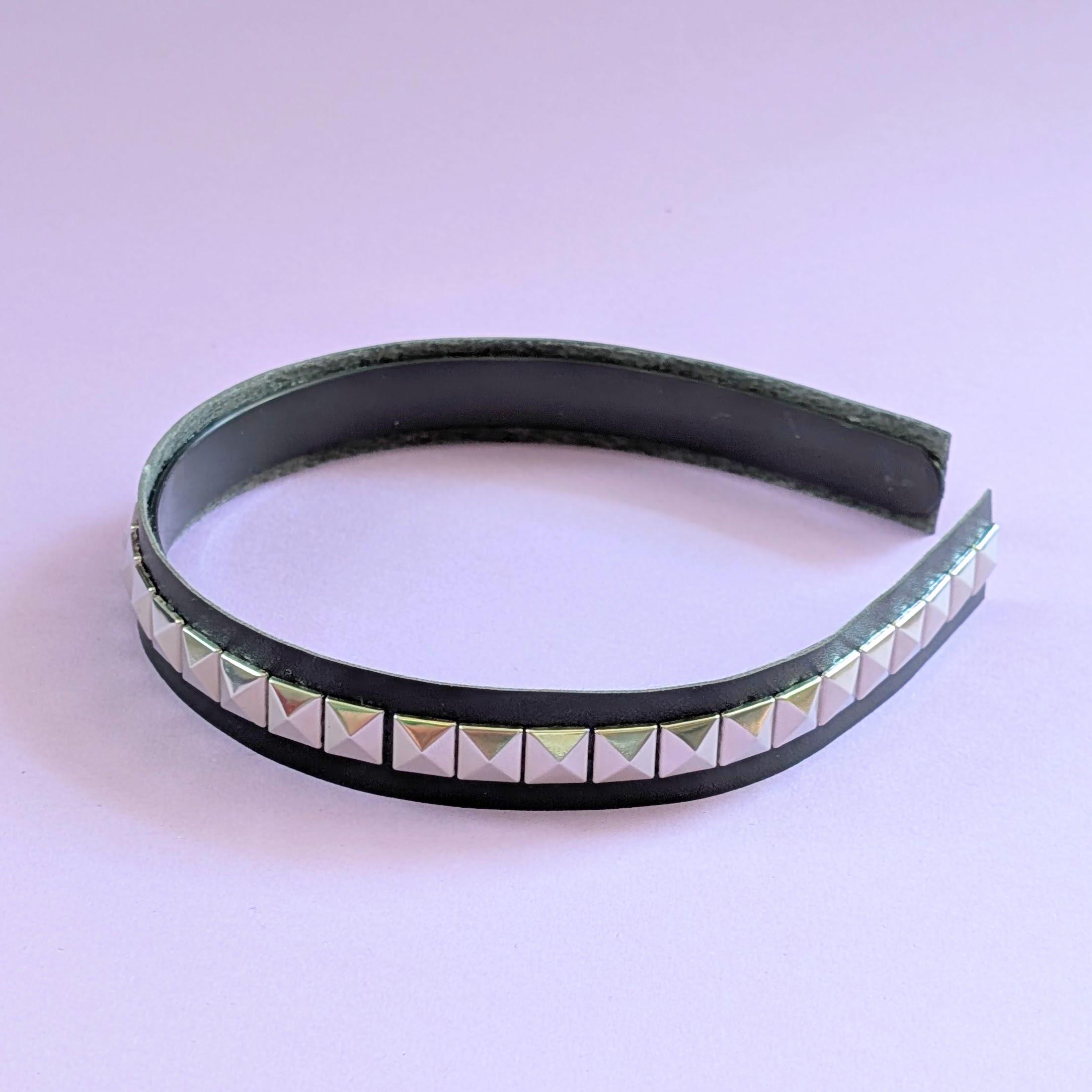 Silver Studded Black vegan leather Headband nwt Luxe Vegan Leather Headband - Black main image 2
