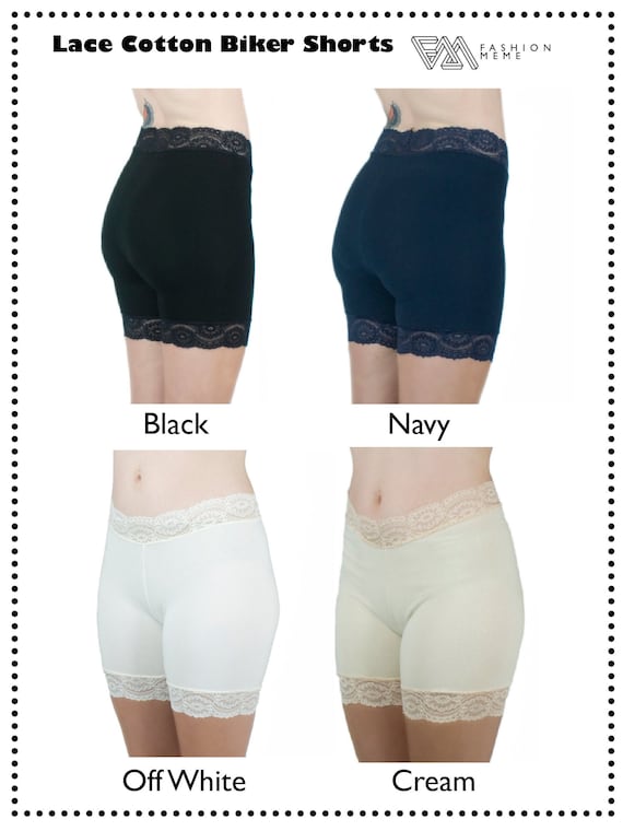 Bamboo Biker Shorts Off White Lace Bridal Underwear Half Slip Modesty Pants Bloomers