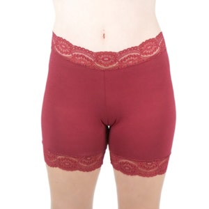 Half Slip Shorts Red Lingerie Lace Biker Shorts Natural Fiber - Etsy
