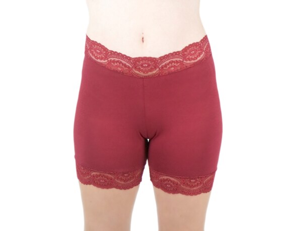 red lace biker shorts