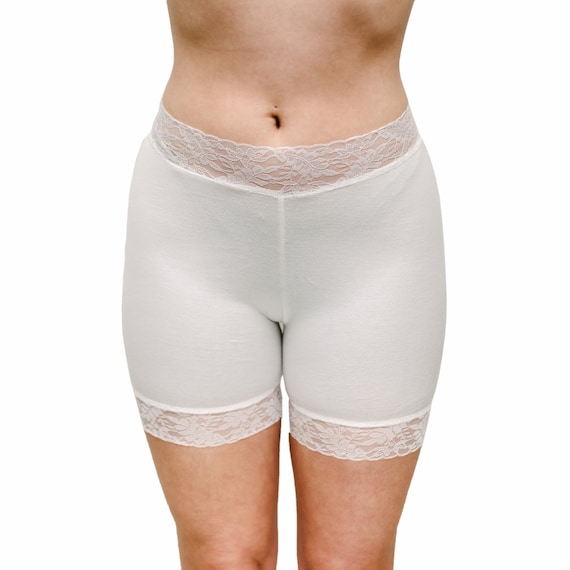 Bamboo Lace Biker Shorts off White Bridal Underwear Half Slip Pants Bloomers  -  Israel