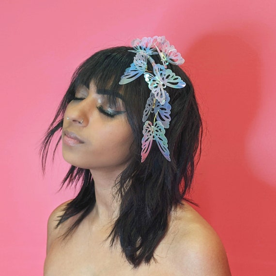 Iridescent Butterfly Hair Comb - Fairy Style Bridal Hair  display picture 1