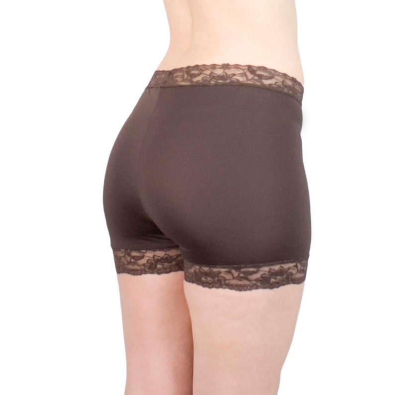 Lace Tap Pants Brown Skimmies Nylon Biker Shorts Basic Modesty Shorts Under Skirt Shorties