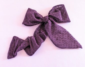 Purple Mesh Hair Bow Bandana  Sheer Skinny Scarf with Polka Dot Hairband  Versatile Accessory