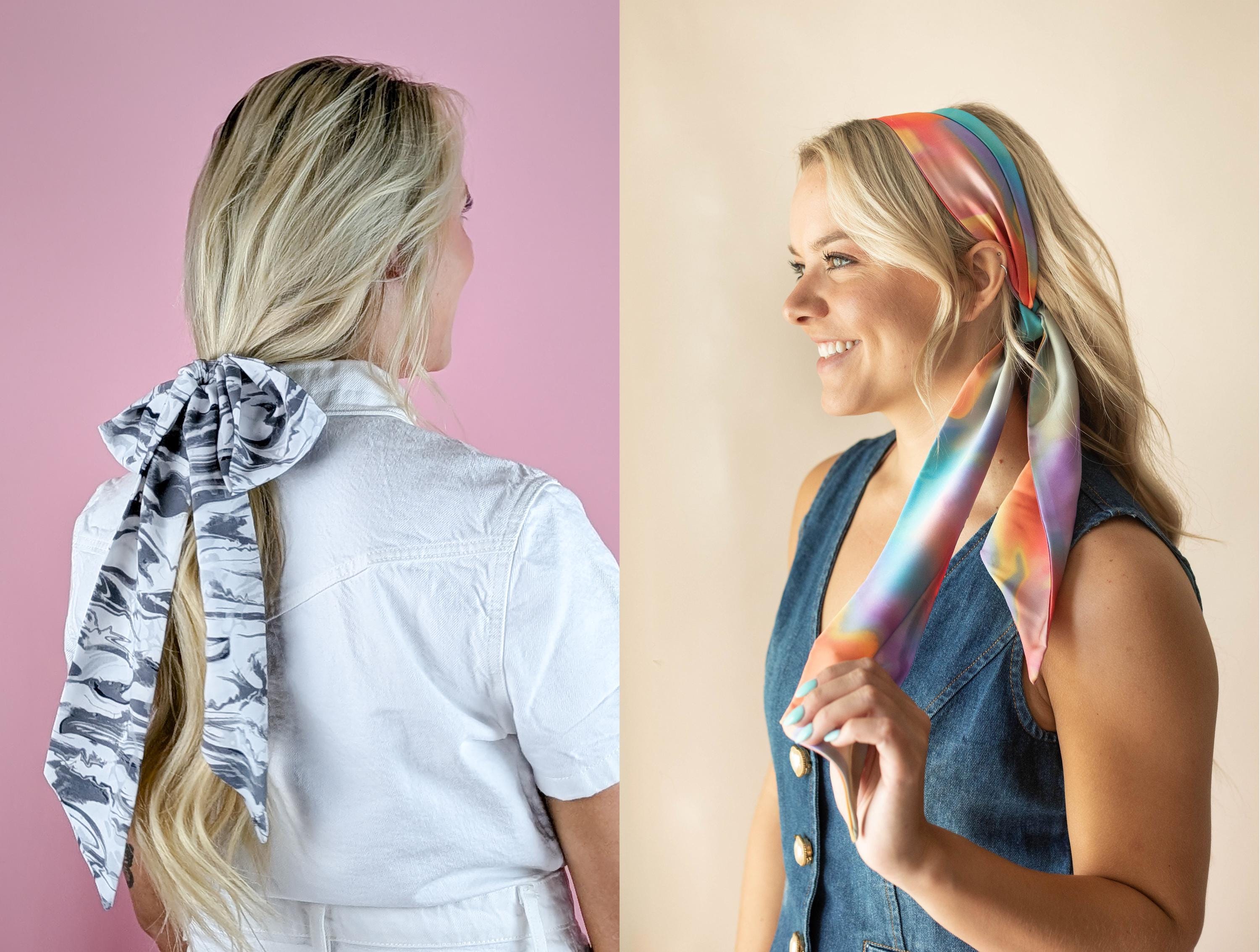90s Satin Hairband - Colorful Retro Skinny Scarf Headband  display picture 1