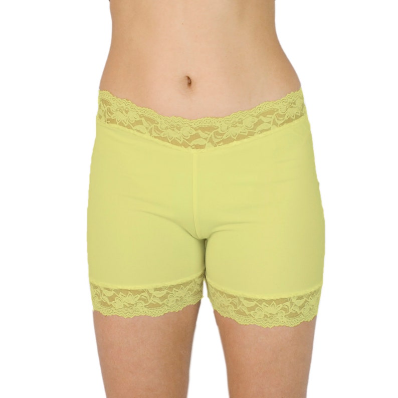 Spandex Modesty Shorts No Chafe Yellow Lace Tap Pants Thigh Etsy UK