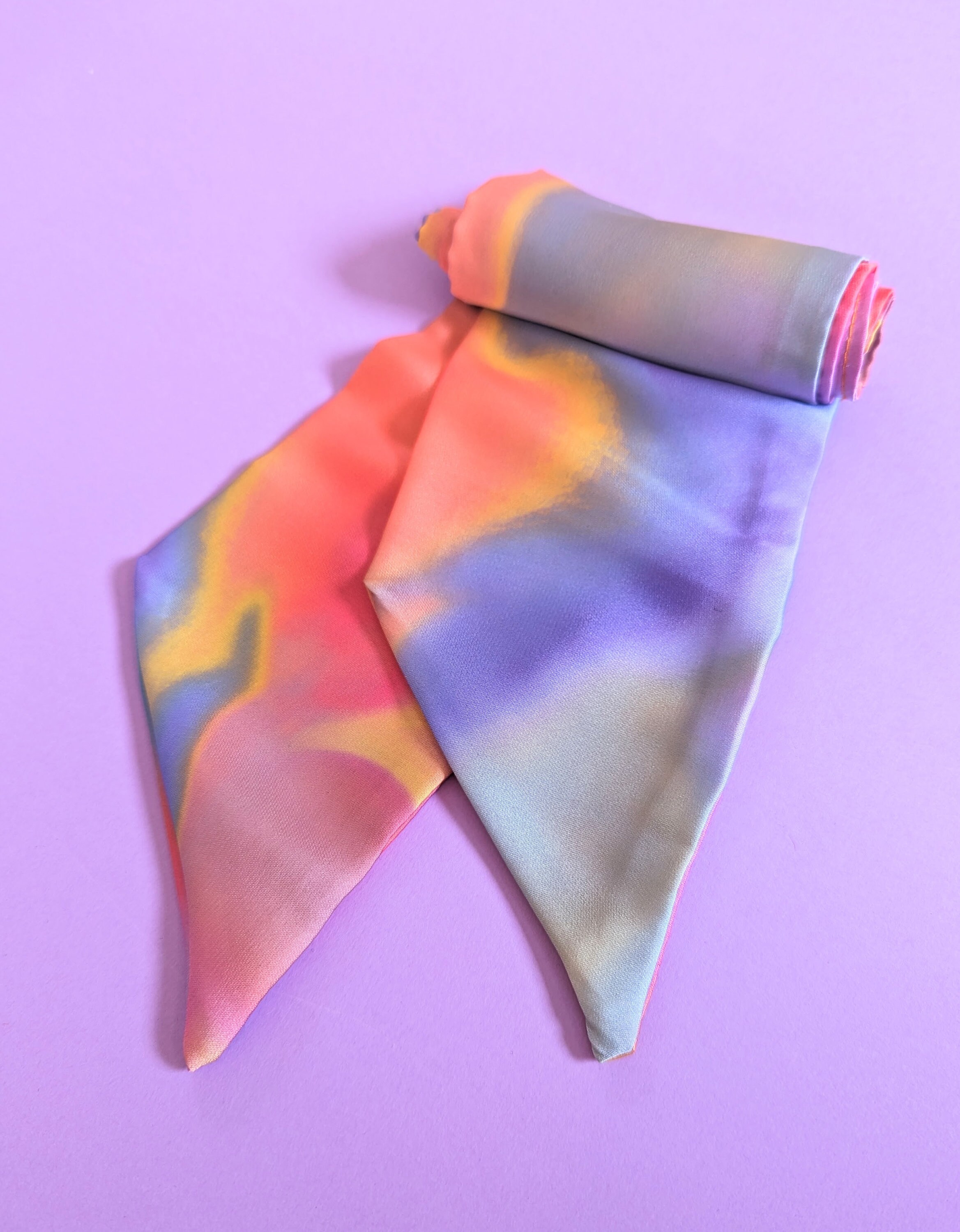 90s Satin Hairband - Colorful Retro Skinny Scarf Headband 