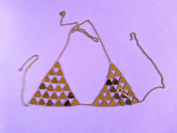 gold triangle bikini top