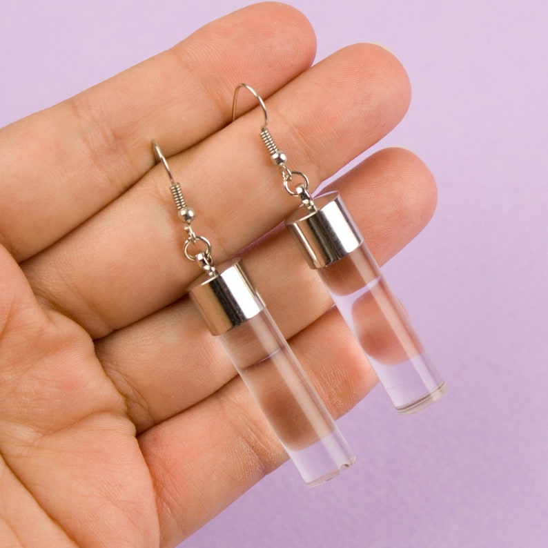Acrylic Clear Earring Resin Drops SILVER Dangle Earrings | Etsy