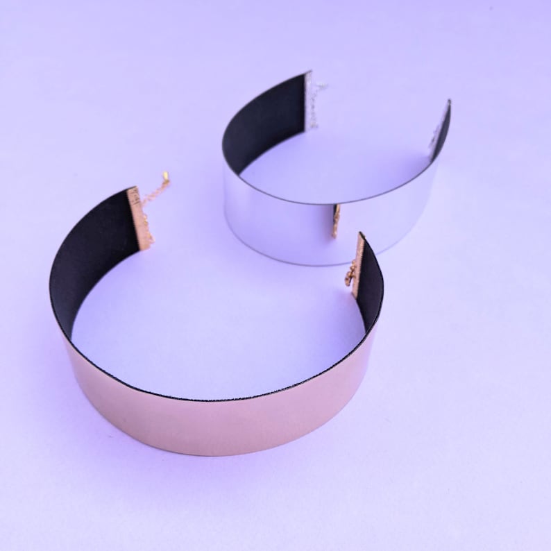 faux leather choker necklaces close up detail shot