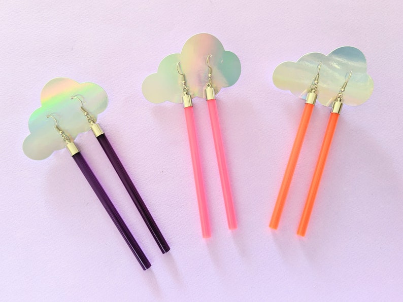 neon lucite bar earrings