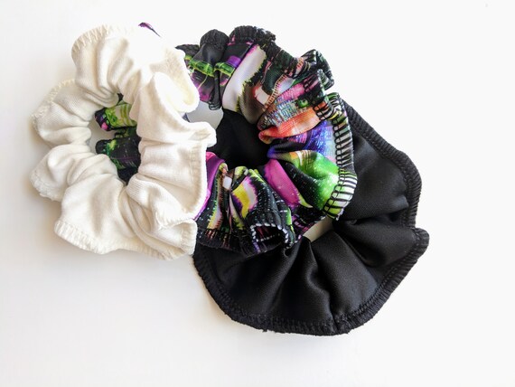 Multi Color Scrunchie Pack Retro 80s Hair Ties Set Of 3 Soft Etsy