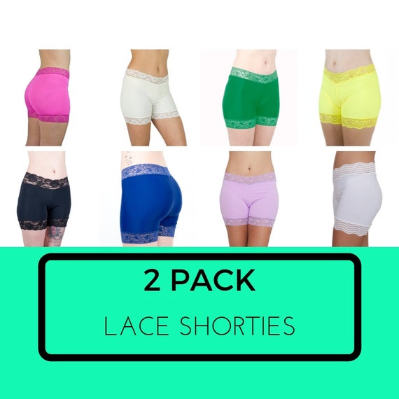 Lace Biker Shorts Set of 2 Spandex Modesty Shorts BOGO SALE Anti Chafe  Shorties Under Skirt Biker Shorts 