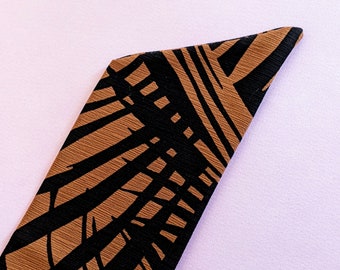 Leaf Print Hair Scarf - Neutral Black and Brown Soft Headwrap